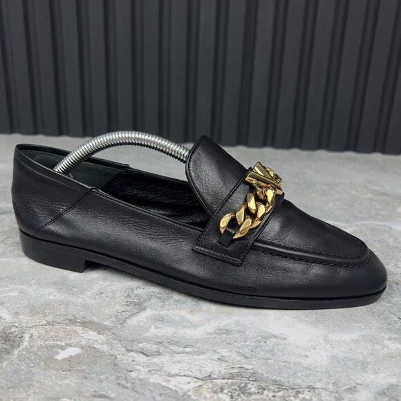 Louis Vuitton Gold V Chain Flat Loafers Black Leather 4 UK or 7 US or 37 EUR - Picture 3 of 12